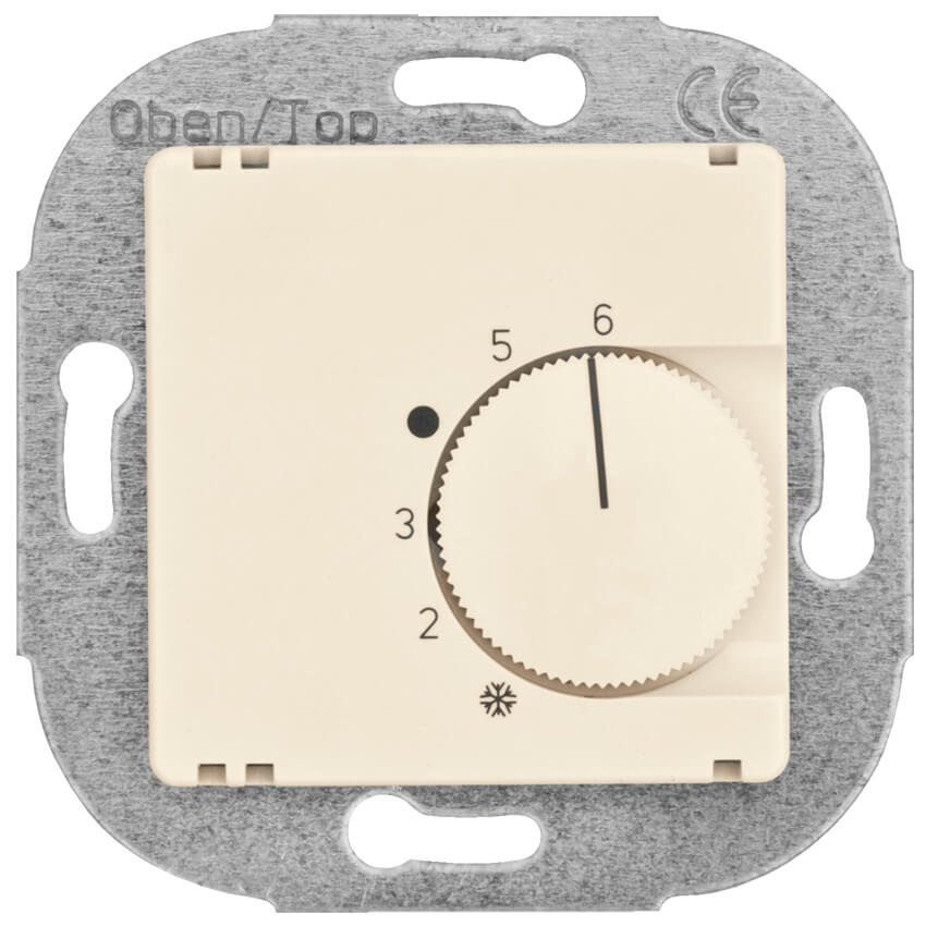 Kombi-Raumthermostat, ffner, 10A (4A), +5 bis +30, Zentralplatte 50 x 50 mm, wei