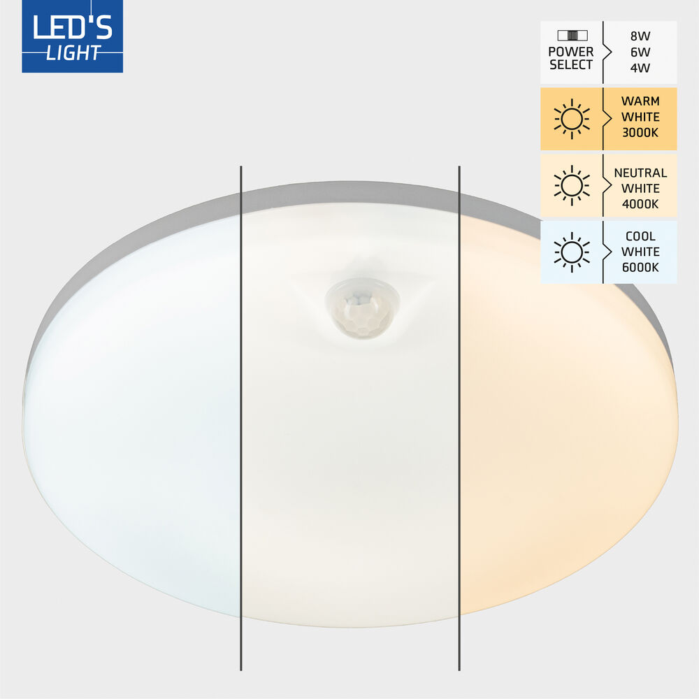 Sensorleuchte, LED/4W - 16W, 3000K/4000K/6000K, PIR-Sensor Bild 3