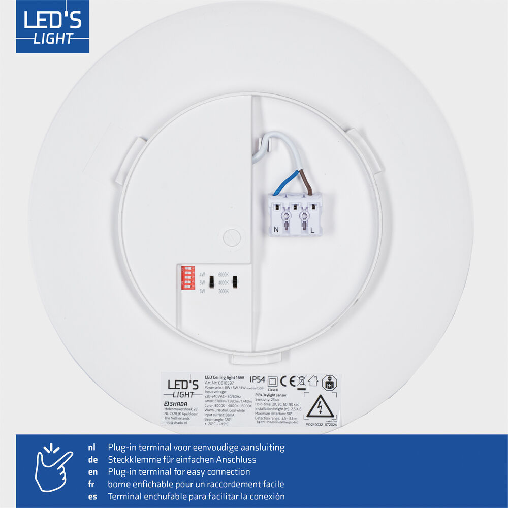 Sensorleuchte, LED/4W - 16W, 3000K/4000K/6000K, PIR-Sensor Bild 5