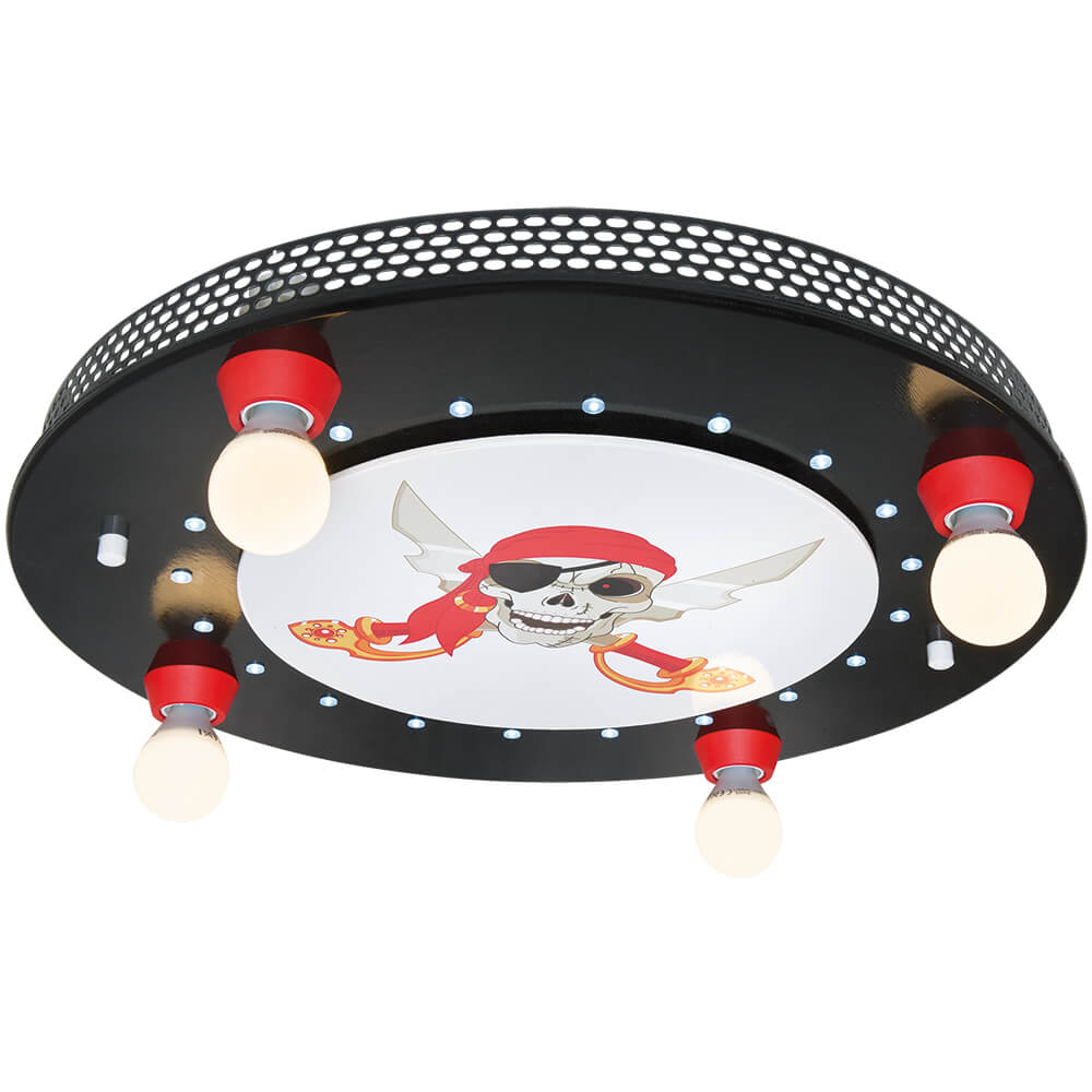 Deckenleuchte, Totenkopf, 4 x E14/40W, 20 x LED/0,07W