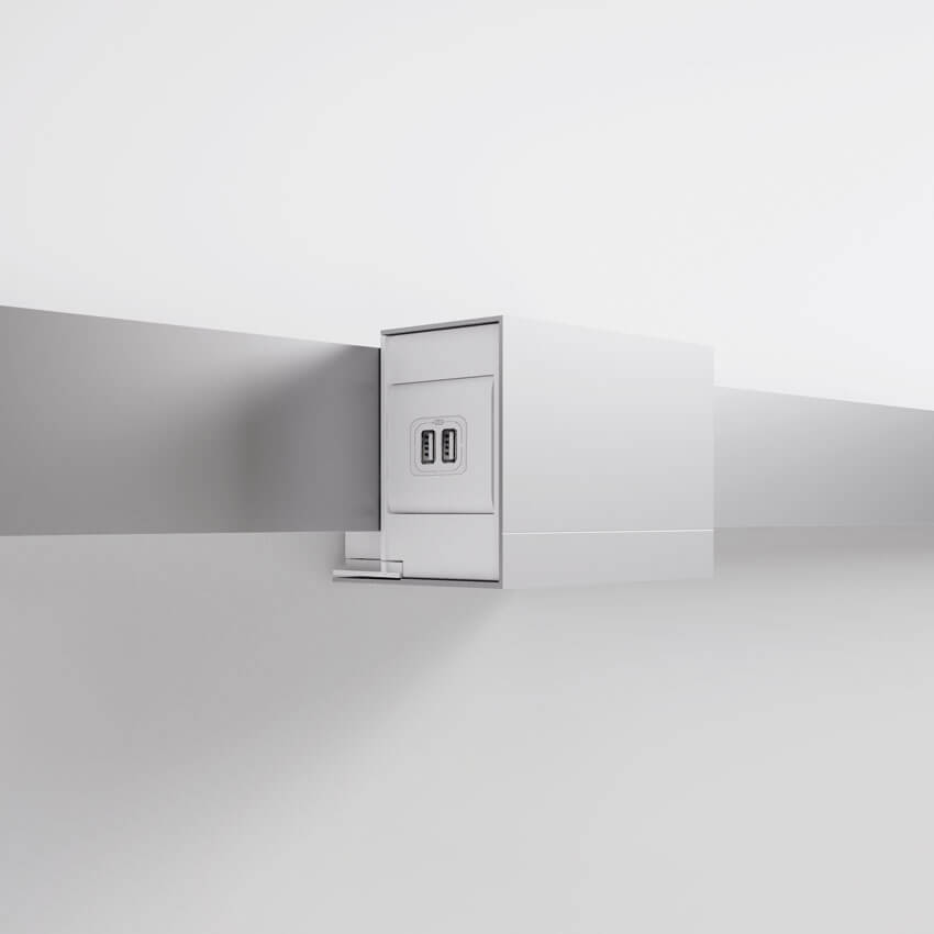 Steckdosenelement, Schutzkontakt-Steckdosen, 250V/16A, 1-fach und 2 x USB-Ladebuchsen Bild 3