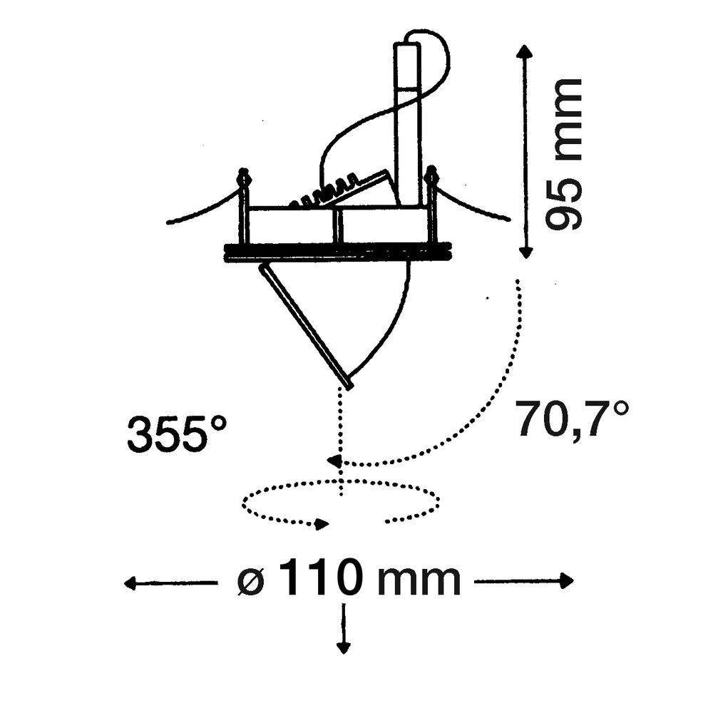 Einbauleuchte, 1 x GU10/50W, 355 drehbar,   70 schwenkbar  Bild 4