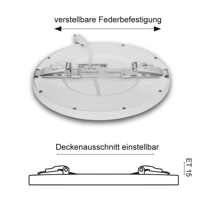 Sanierungs-Downlight, LED/10W - 24W, DA- 60 - max. 260, verstellbare Federbefestigung Bild 3