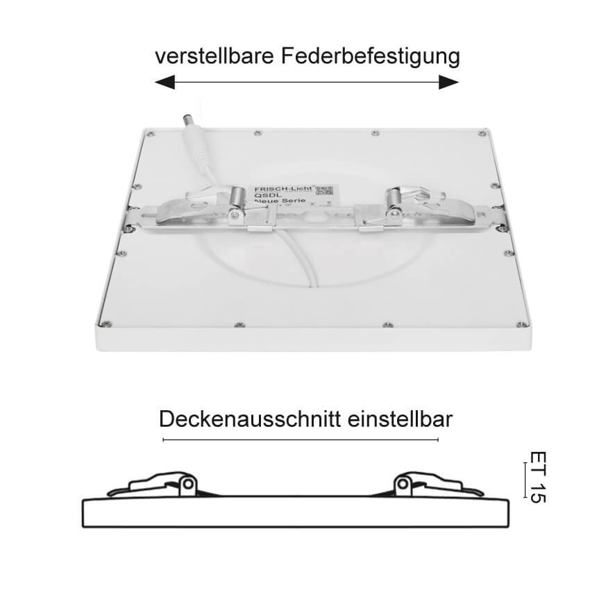 Sanierungs-Downlight, LED/10W - 18W, DA- 60 x 60 - max. 195 x 195, verstellbare Federbefestigung     Bild 3