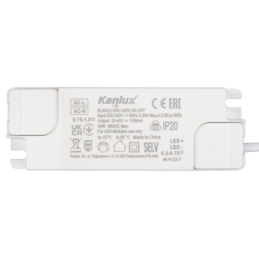 LED-Netzteil, nicht dimmbar, 1.100 mA,  40W, f�r Einlege-Panel 1.195 x 295