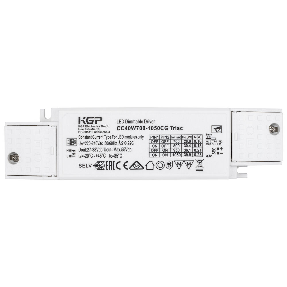 LED-Treiber, Triac, Phasenanschnitt/-abschnitt dimmbar, 700 - 1.050 mA, 25 - 40W, 4.000 - 5.950 lm, Konstantstrom