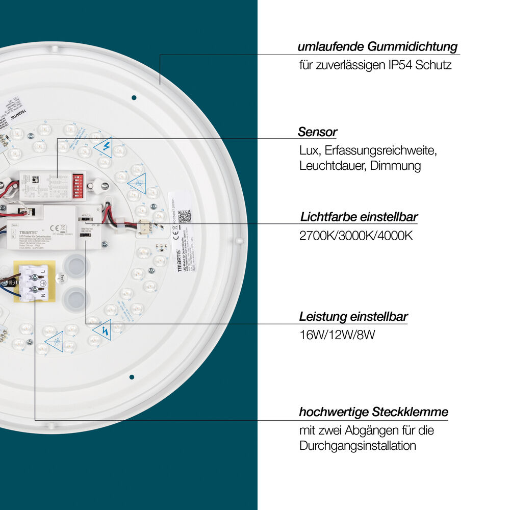 Sensorleuchte, LED/8/12/16W,  960/1.440/1.920 lm, 2700/3000/4000K, HF-Sensor, � 350 Bild 3