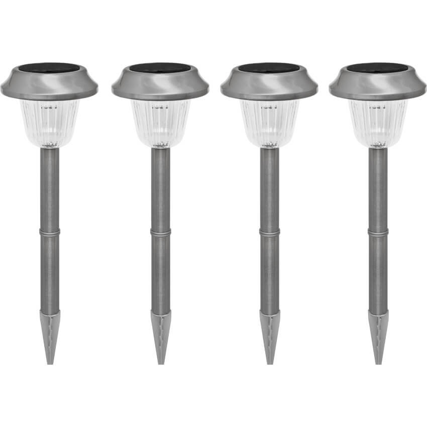 LED-Solar-Erdspiee, je 1 weie LED, Set mit 4 Leuchten