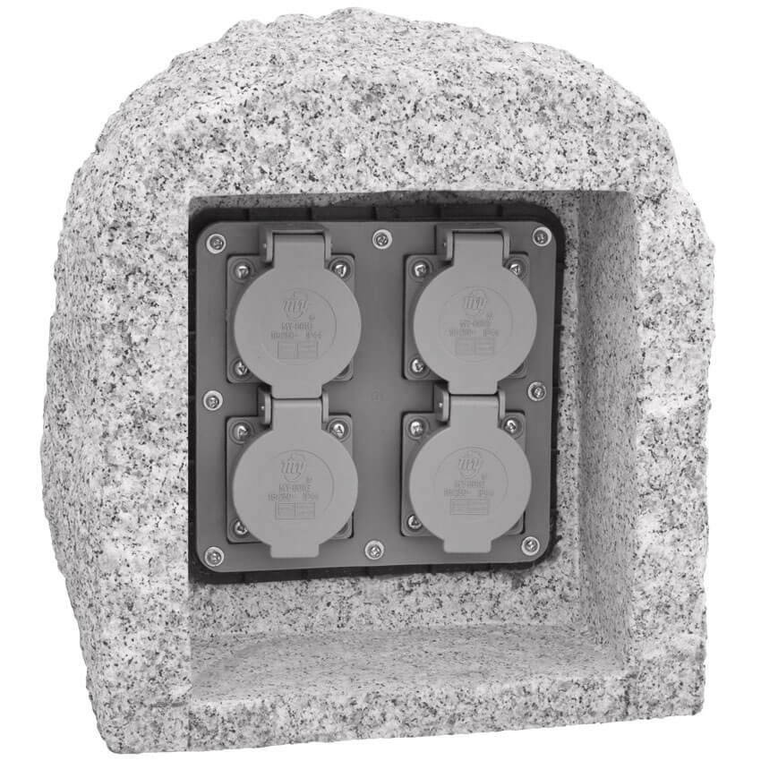 Steckdosenverteiler  in echtem Granit, mit 4 Steckdosen