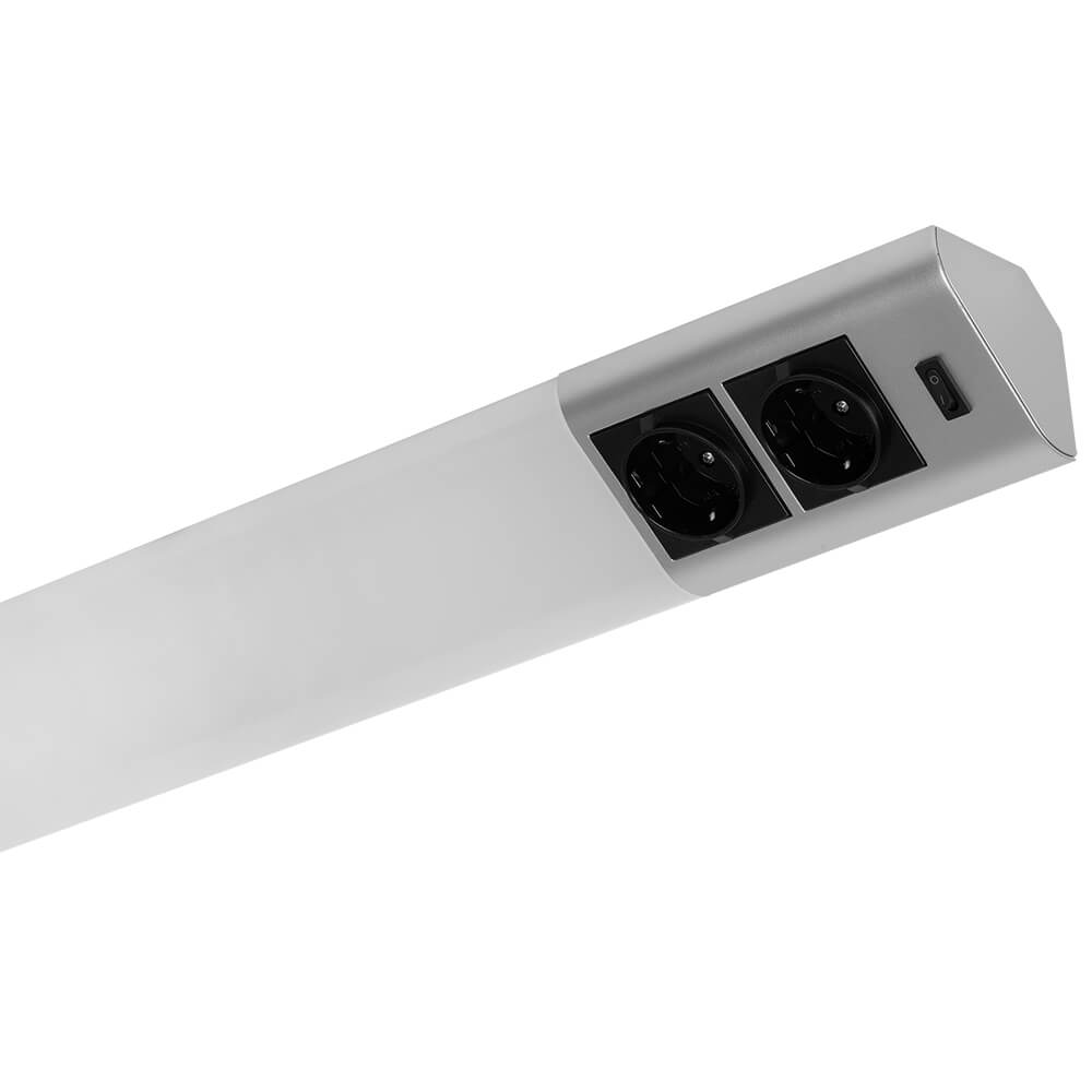 LED-Mbelunterbauleuchte, DENIS, LED/18W, 1.300 lm, 4000K, mit 2 Steckdosen