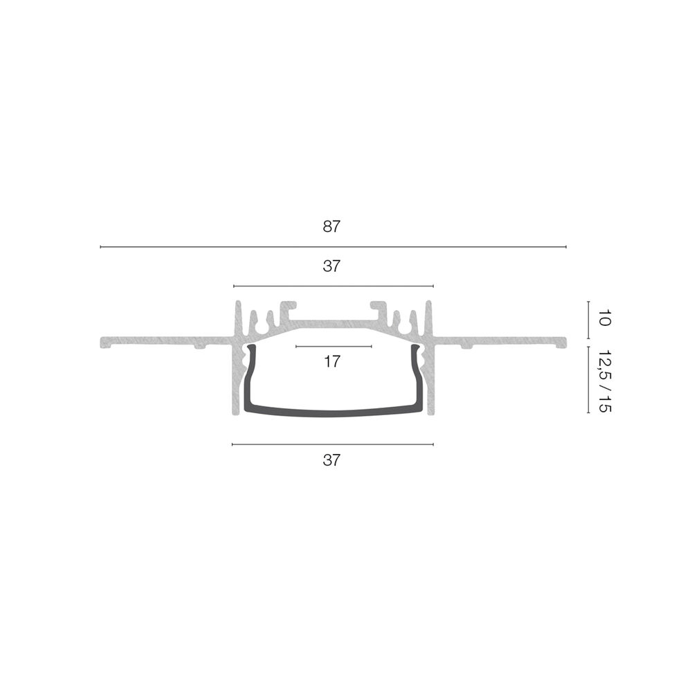 U-Profil aus Aluminium, zum  Einbau in Gipskartonplatten,  fr LED-Strips bis 17 mm,  B 37 mm, L 2000 Bild 4