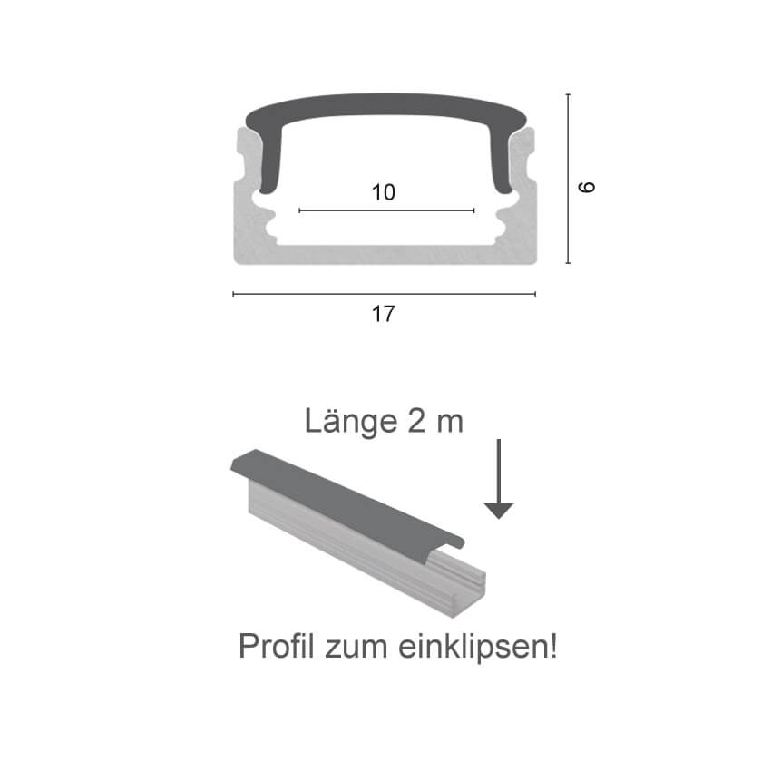 U-Profil aus Aluminium,  für LED-Strips bis 10 mm,  (max. 14,4W/m),  B 17 mm, L 2.000 Bild 2