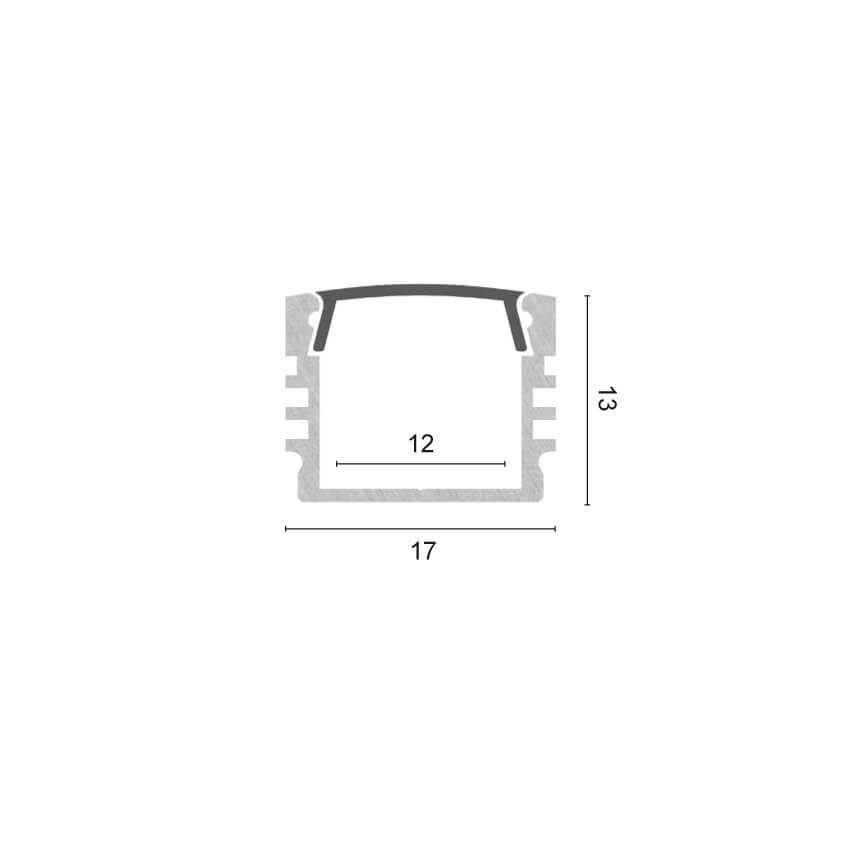 U-Profil aus Aluminium, PL2, für LED-Strips bis 12 mm, (max. 14,4W/m),  B 16,8 mm, H 13,01 mm, L 2.000 Bild 3