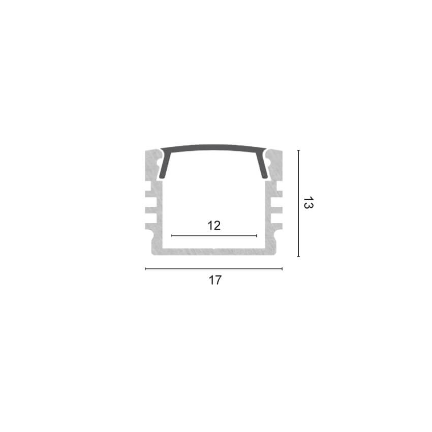 U-Profil aus Aluminium, PL2, fr LED-Strips bis 12 mm, (max. 14,4W/m),  B 16,8 mm, H 13,01 mm, L 2.000 Bild 3