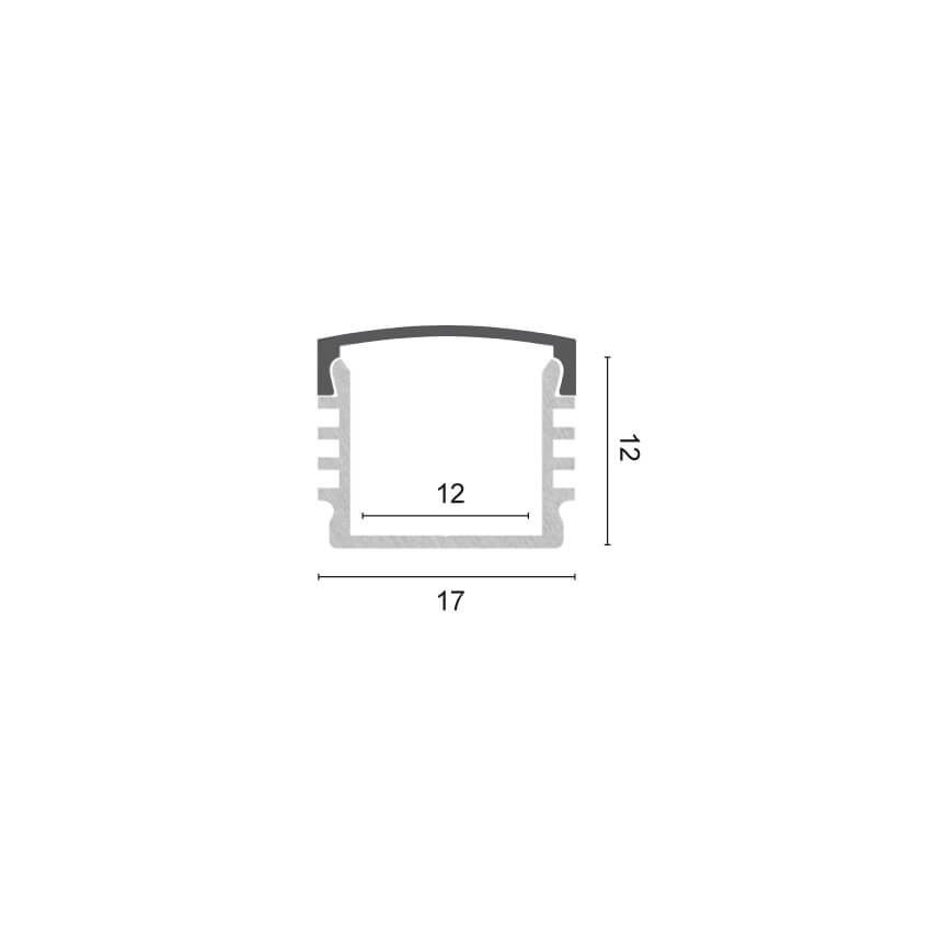 U-Profil aus Aluminium, PL5, für LED-Strips bis 12 mm, (max. 14,4W/m),  B 16,8 mm, H 12,41 mm, L 2.000 Bild 3