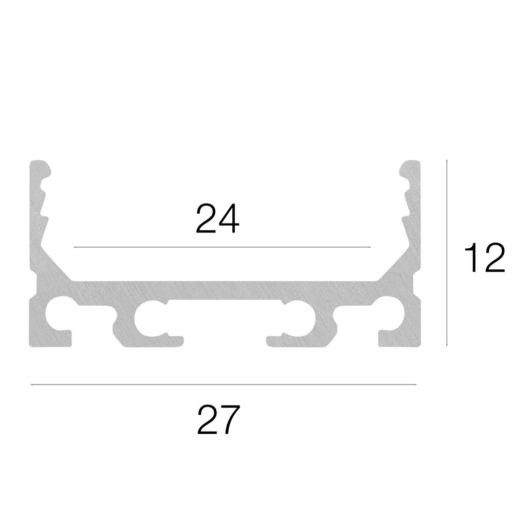 U-Profil aus Aluminium, PN4, fr LED-Strips bis 24 mm, (max. 29W/m),  B 26,79 mm, H 11,69 mm, L 2.000 Bild 3