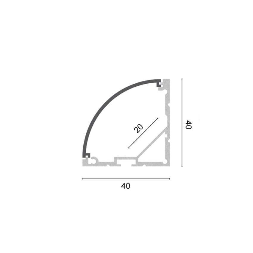 Eck-Profil aus Aluminium, PN19, für LED-Strips bis 20 mm, (max. 29W/m),  B 40,10 mm, H 40,10 mm, L 2000 Bild 3
