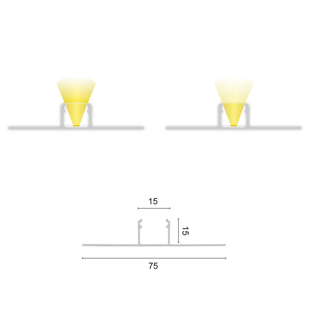 U-Profil aus Aluminium, TBP3, mit Flgel, Montage mittig, fr Strips bis B 14 mm, (max. 14,4W/m), H 14,5 mm, B 14,9 mm, L 2.000 Bild 4