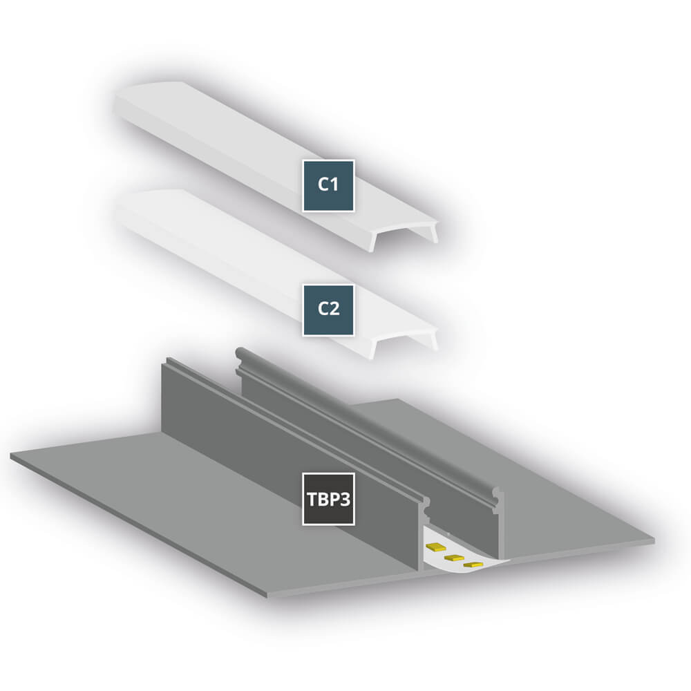 U-Profil aus Aluminium, TBP3, mit Flgel, Montage mittig, fr Strips bis B 14 mm, (max. 14,4W/m), H 14,5 mm, B 14,9 mm, L 2.000 Bild 5