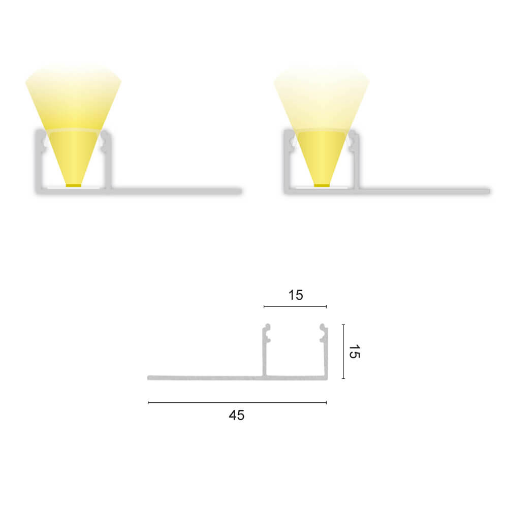 U-Profil aus Aluminium, TBP4, mit Flgel, Eckschutz-Profil, fr Strips bis B 14 mm, (max. 14,4W/m), H 14,5, B 14,9 mm, L 2.000 Bild 4