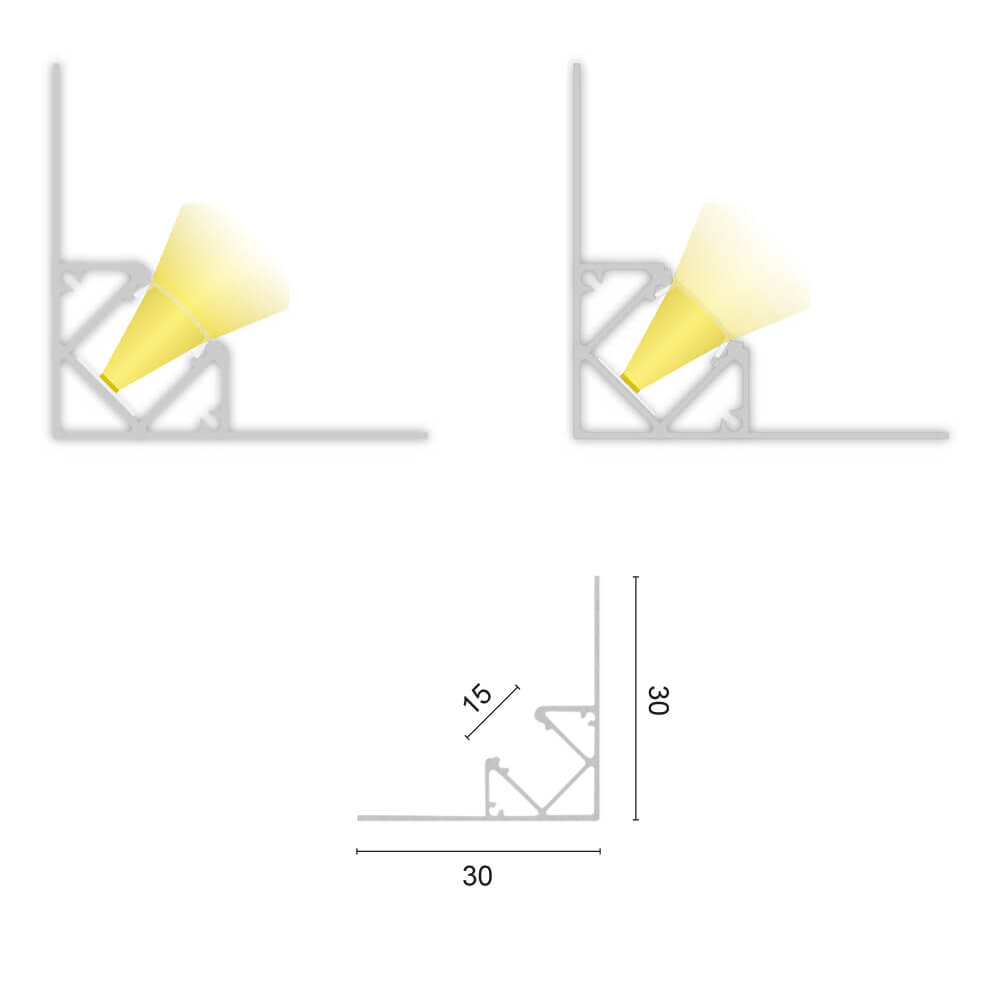 U-Profil aus Aluminium, TBP6, mit Flgel, Inneneck-Profil, fr Strips bis B 14 mm, (max. 14,4W/m), H 13,6 mm, B 14,9 mm, L 2.000 Bild 4