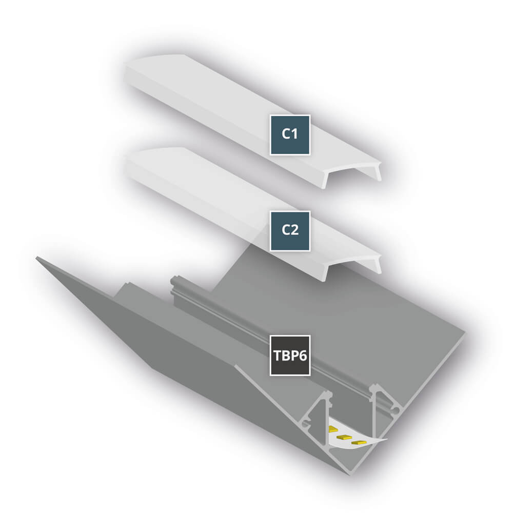 U-Profil aus Aluminium, TBP6, mit Flgel, Inneneck-Profil, fr Strips bis B 14 mm, (max. 14,4W/m), H 13,6 mm, B 14,9 mm, L 2.000 Bild 5