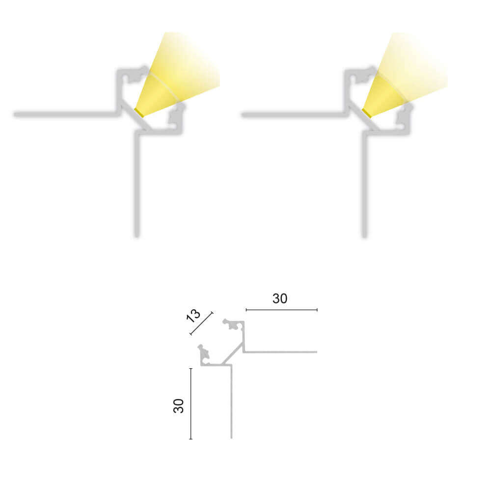 U-Profil aus Aluminium, TBP7, mit Flgel, Aueneck-Profil, fr Strips bis B 12 mm, (max. 14,4W/m),H 13,76 mm, B 12,5 mm, L 2.000 Bild 3