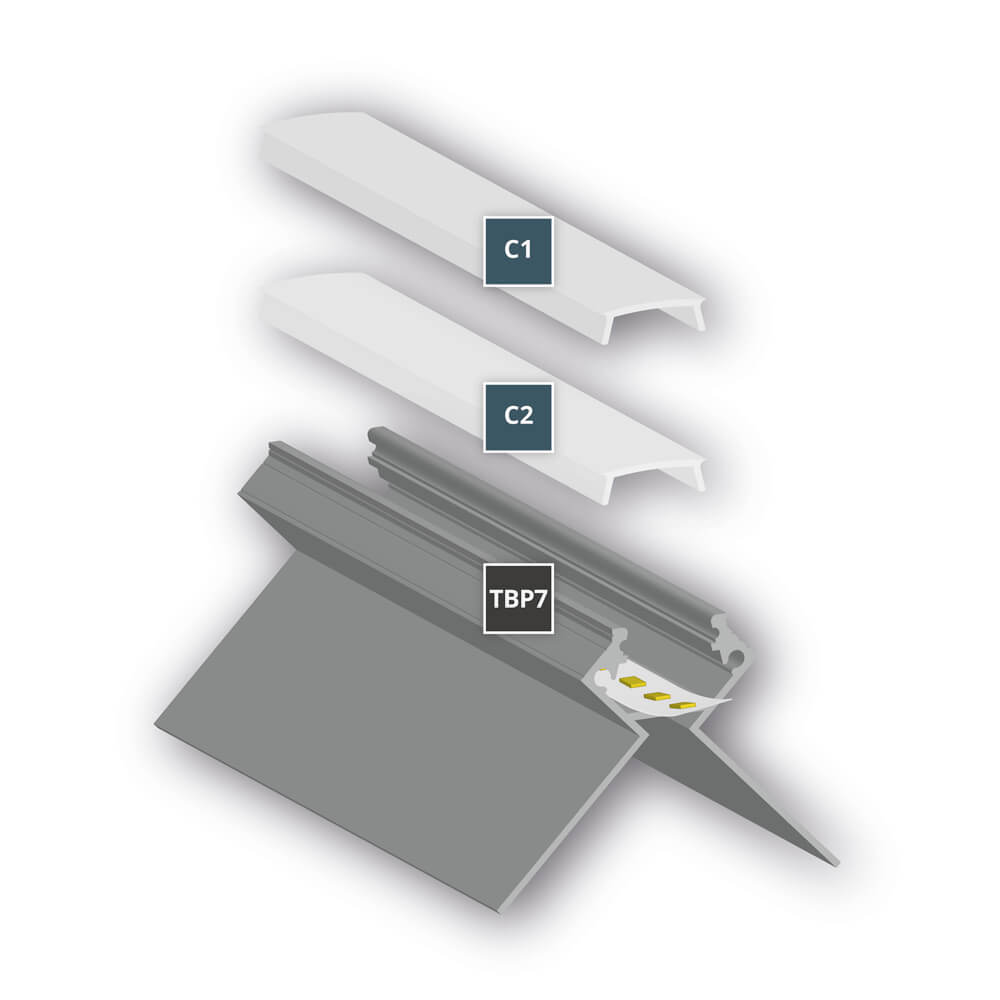 U-Profil aus Aluminium, TBP7, mit Flgel, Aueneck-Profil, fr Strips bis B 12 mm, (max. 14,4W/m),H 13,76 mm, B 12,5 mm, L 2.000 Bild 4