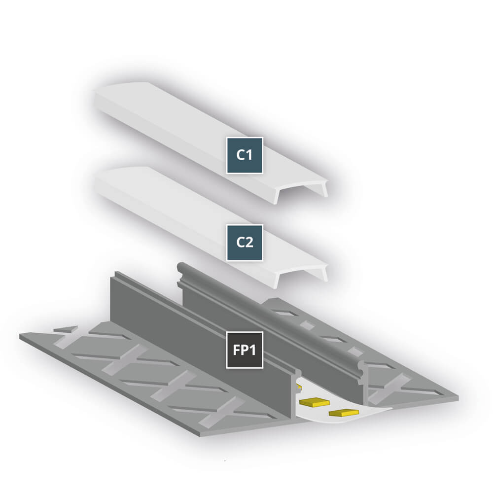 U-Profil aus Aluminium, FP1, mit Flgel, Montage mittig, fr Strips bis B 12 mm, (max. 14,4W/m), H 11 mm, B 14,9 mm, L 2.000 Bild 5