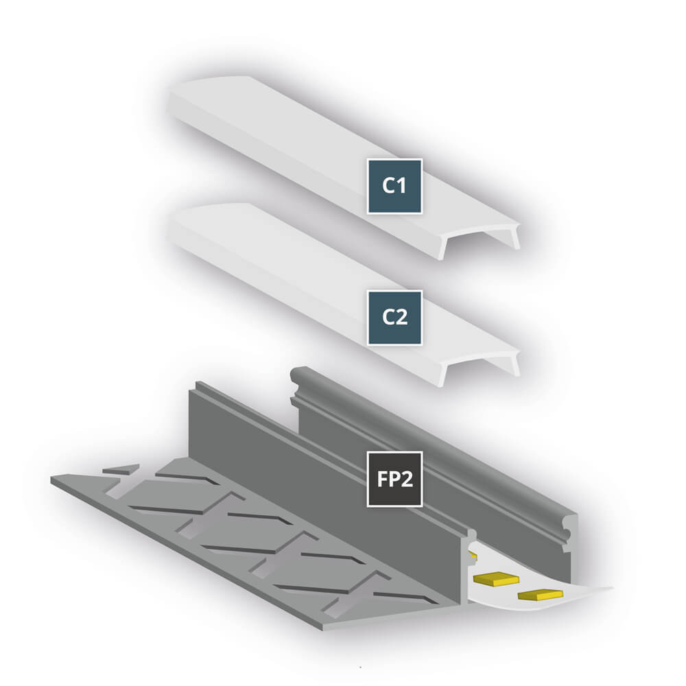 U-Profil aus Aluminium, FP2, mit Flügel, Abschluss-Profil, für Strips bis B 14 mm, (max. 14,4W/m), B 14,9 mm, H 11 mm, L 2.000 Bild 5