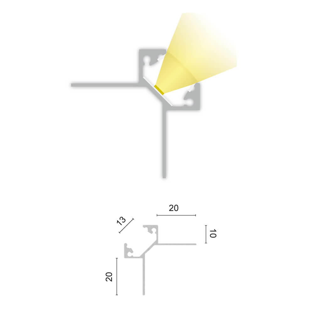 U-Profil aus Aluminium, FP5, mit Flgel, Aueneck-Profil, fr Strips bis B 12 mm, (max. 14,4W/m), B 12,4 mm, H 10 mm, L 2.000 Bild 4