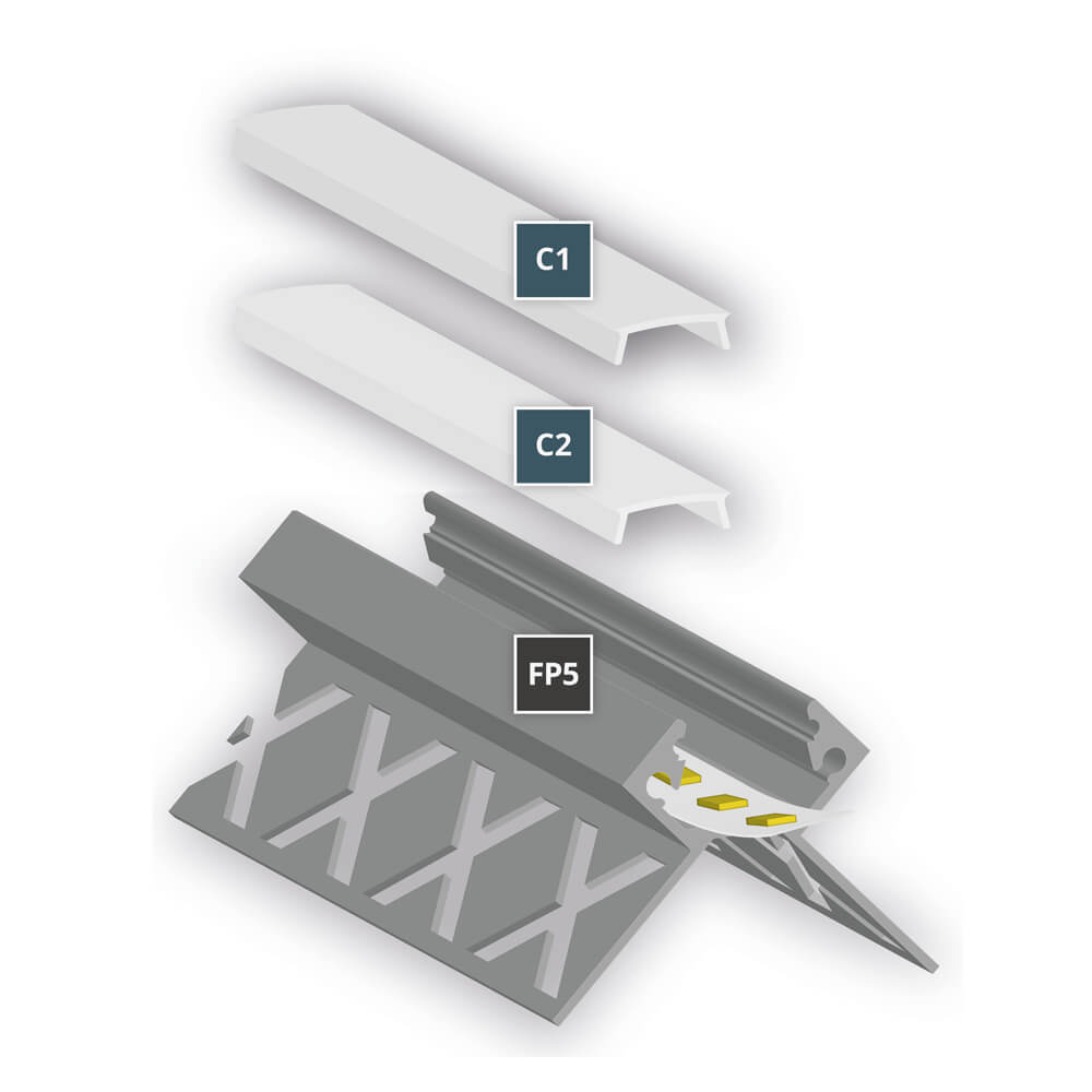 U-Profil aus Aluminium, FP5, mit Flgel, Aueneck-Profil, fr Strips bis B 12 mm, (max. 14,4W/m), B 12,4 mm, H 10 mm, L 2.000 Bild 5