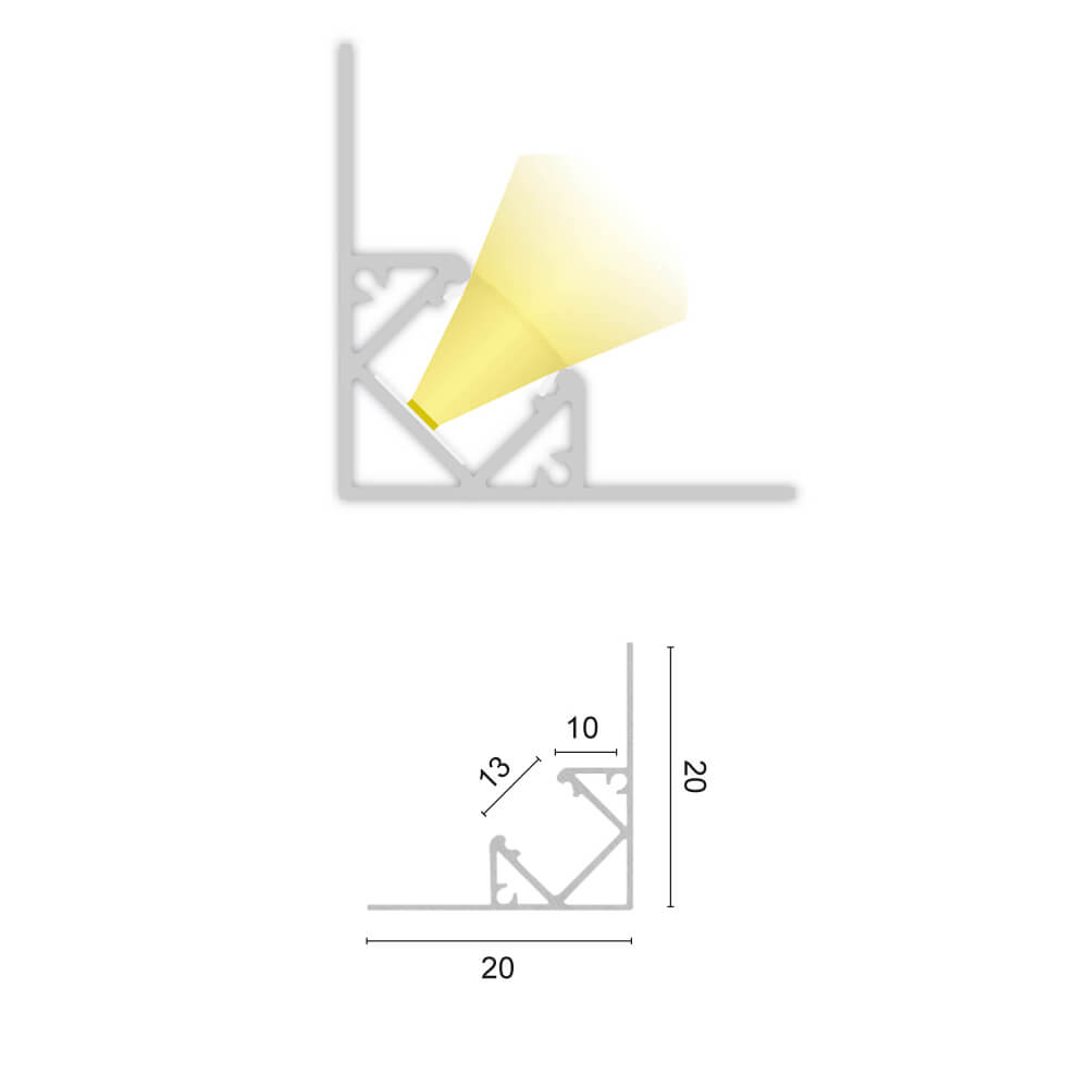 U-Profil aus Aluminium, FP8, mit Flgel, Inneneck-Profil, fr Strips bis B 12 mm, (max. 14,4W/m), B 14,6 mm, H 10 mm, L 2.000 Bild 4