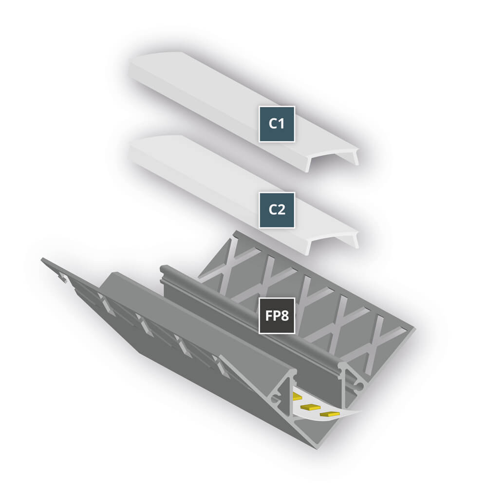 U-Profil aus Aluminium, FP8, mit Flügel, Inneneck-Profil, für Strips bis B 12 mm, (max. 14,4W/m), B 14,6 mm, H 10 mm Bild 5