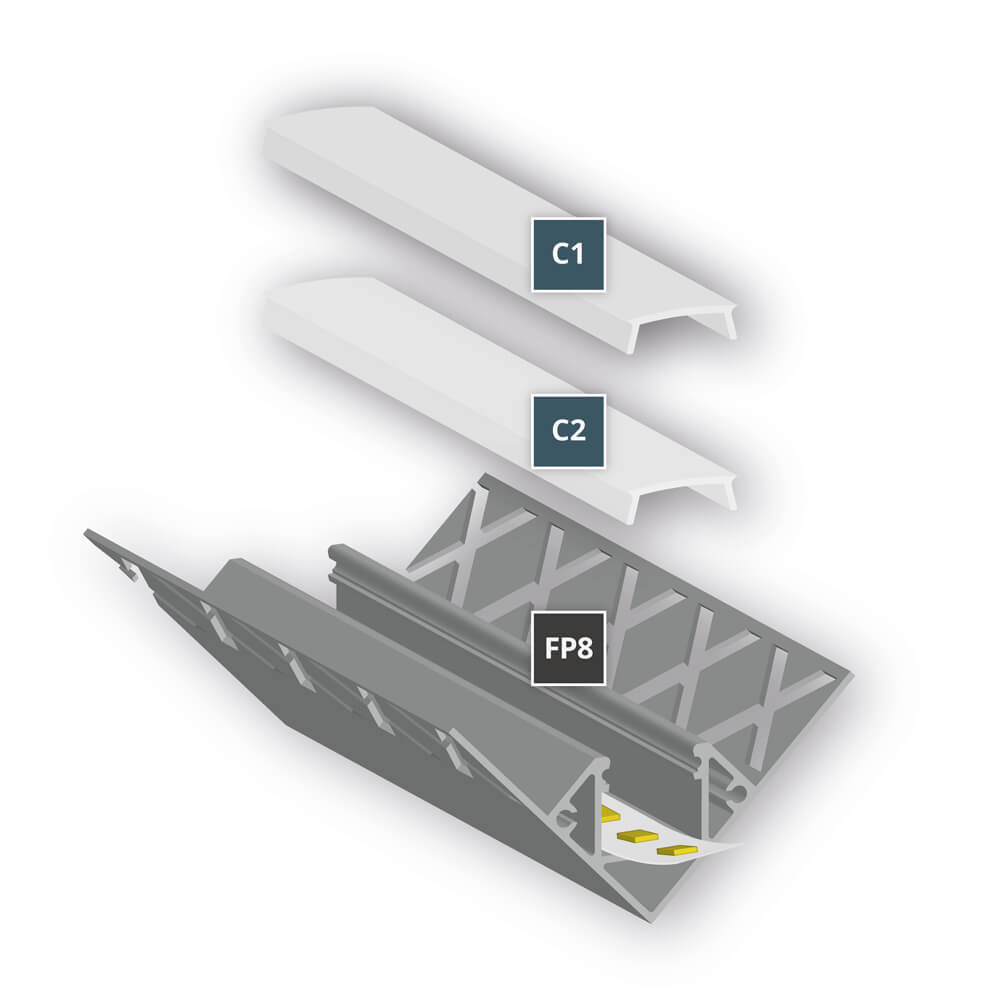 U-Profil aus Aluminium, FP8, mit Flgel, Inneneck-Profil, fr Strips bis B 12 mm, (max. 14,4W/m), B 14,6 mm, H 10 mm, L 2.000 Bild 5