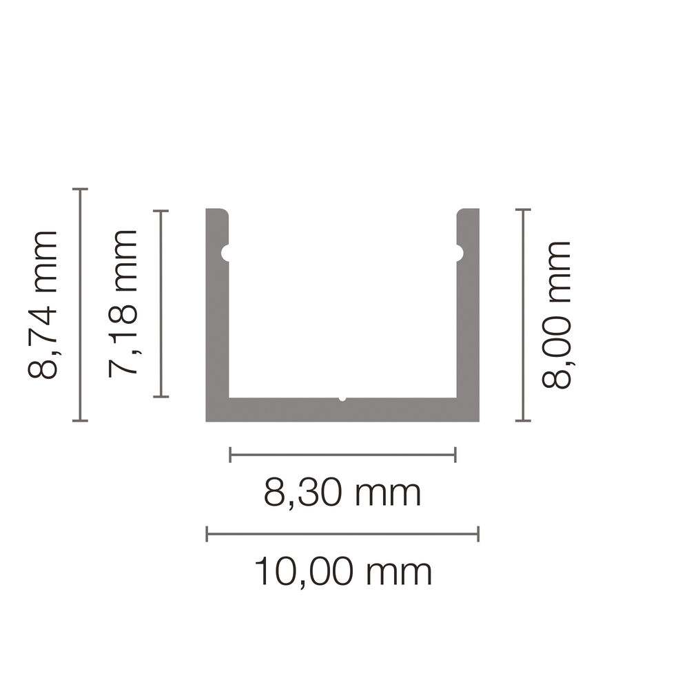 U-Profil aus Aluminium eloxiert, fr Strips bis B 8 mm, B 10, H 8, L 2.000 Bild 3
