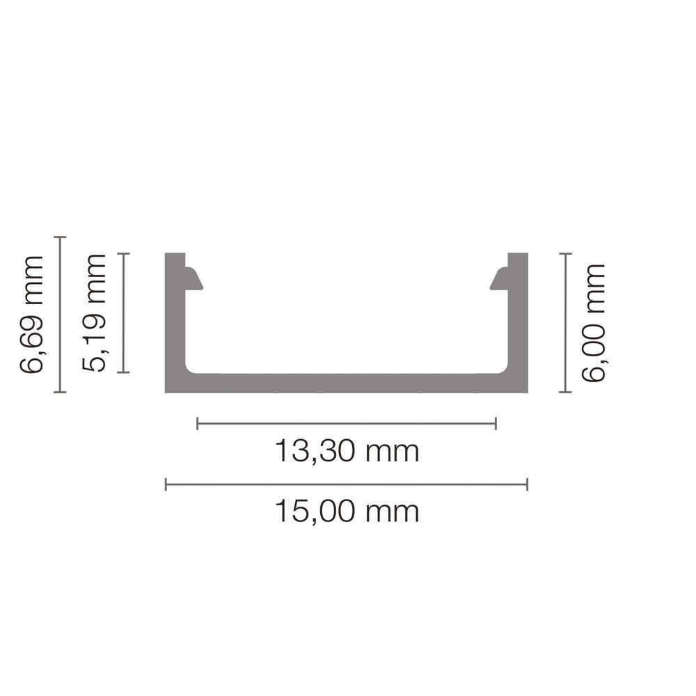 U-Profil aus Aluminium eloxiert, fr Strips bis B 13 mm, B 15, H 6, L 2.000 Bild 3