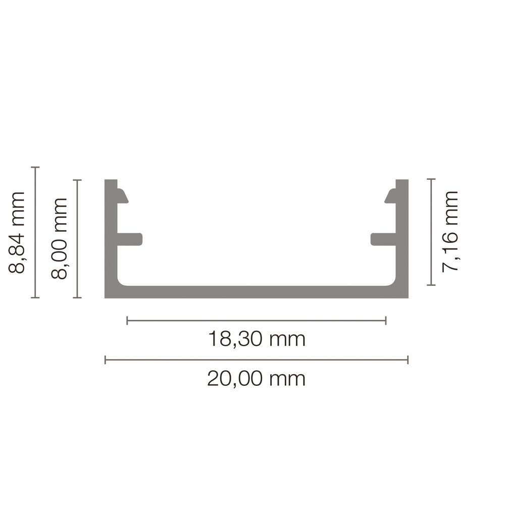 U-Profil aus Aluminium eloxiert, fr Strips bis B 16 mm, B 20, H 8, L 2.000 Bild 3