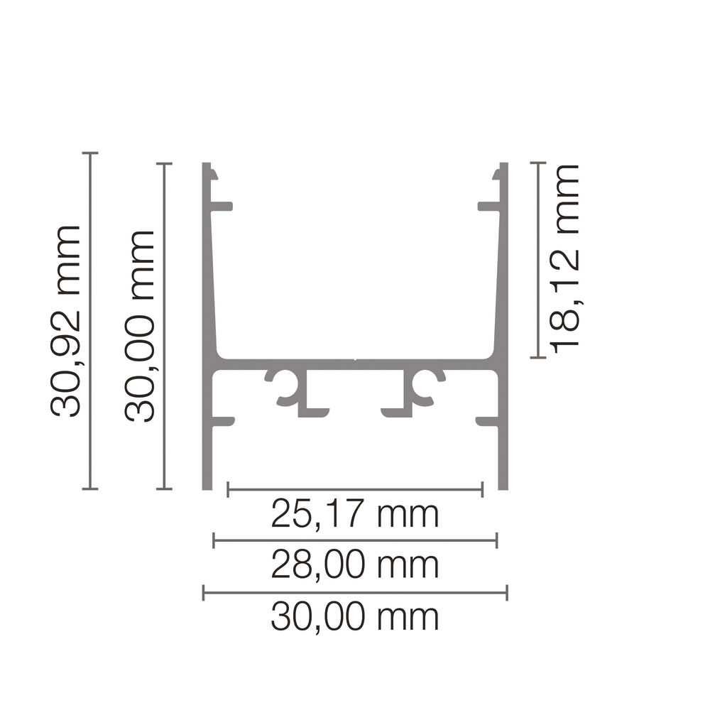 U-Profil aus Aluminium eloxiert, fr Strips bis B 24 mm, B 30, H 30, L 2.000 Bild 3