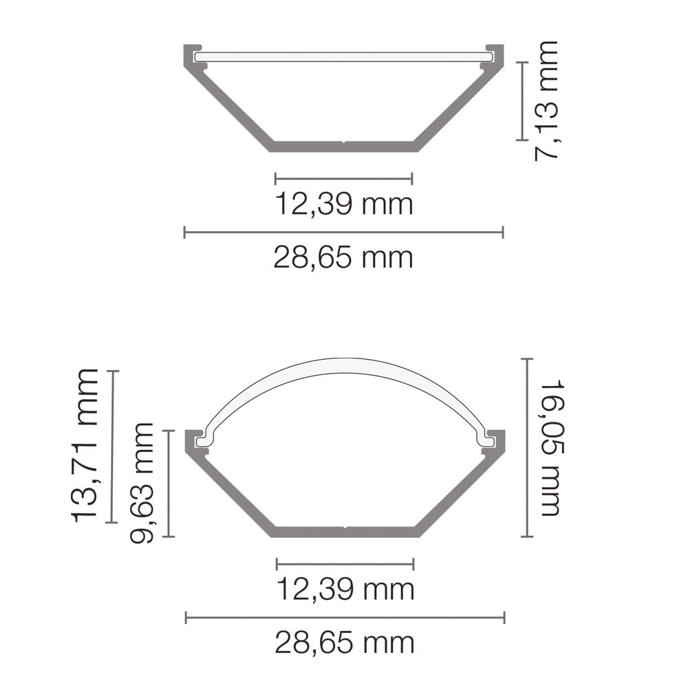 Eck-Profil aus Aluminium eloxiert, fr Strips bis B 12 mm, B 28,65, H 9,63, L 2.000 Bild 3