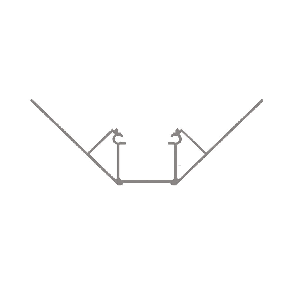 Eck-Profil aus Aluminium eloxiert, mit zwei Flgeln, fr Strips bis B 16 mm, B 21,65 + Kragen-B je 44, H 12,5, L 2.000