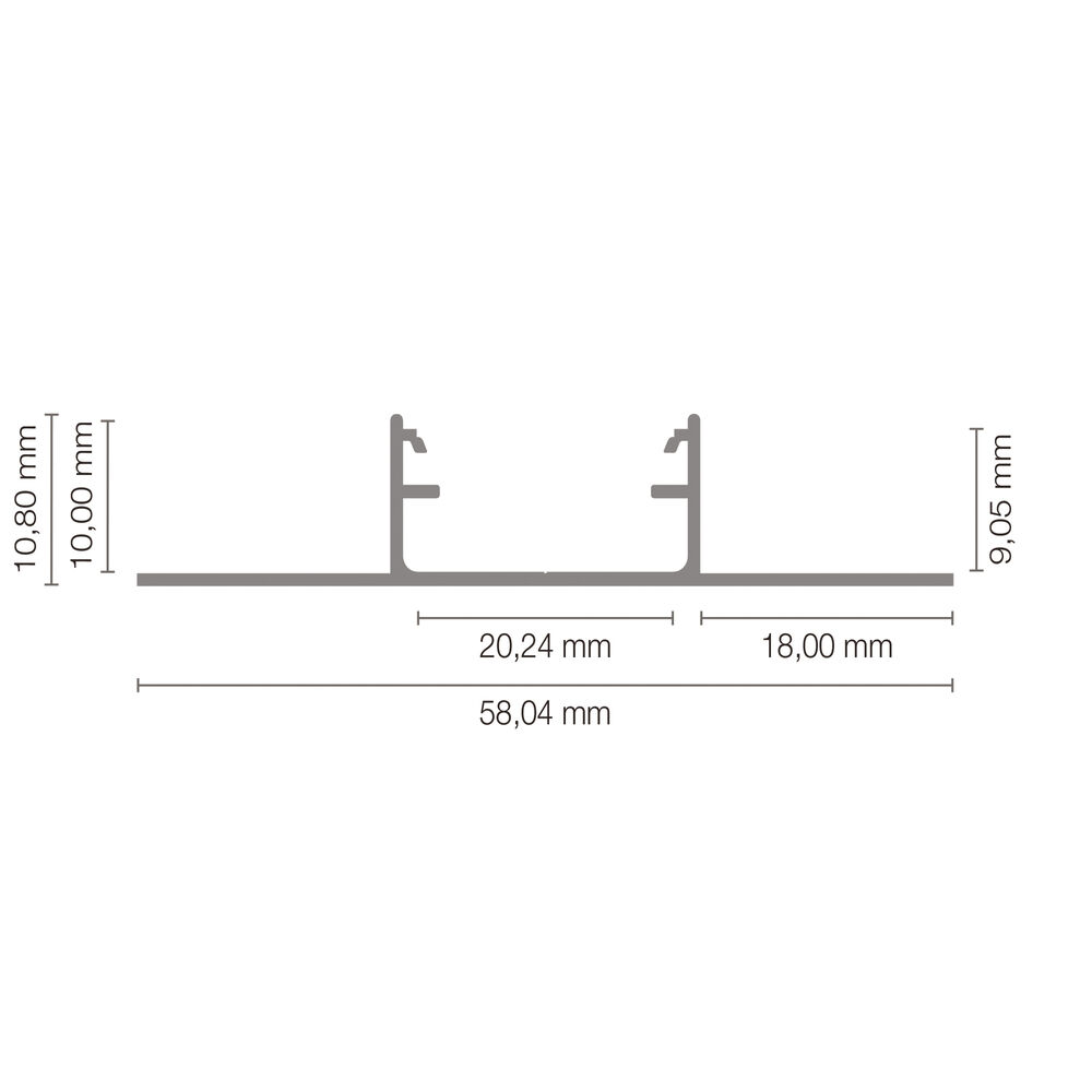 U-Profil aus Aluminium eloxiert, mit zwei Flgeln, fr Strips bis B 16 mm, B 22,04 + Kragen-B je 18, H 10, L 2.000 Bild 3