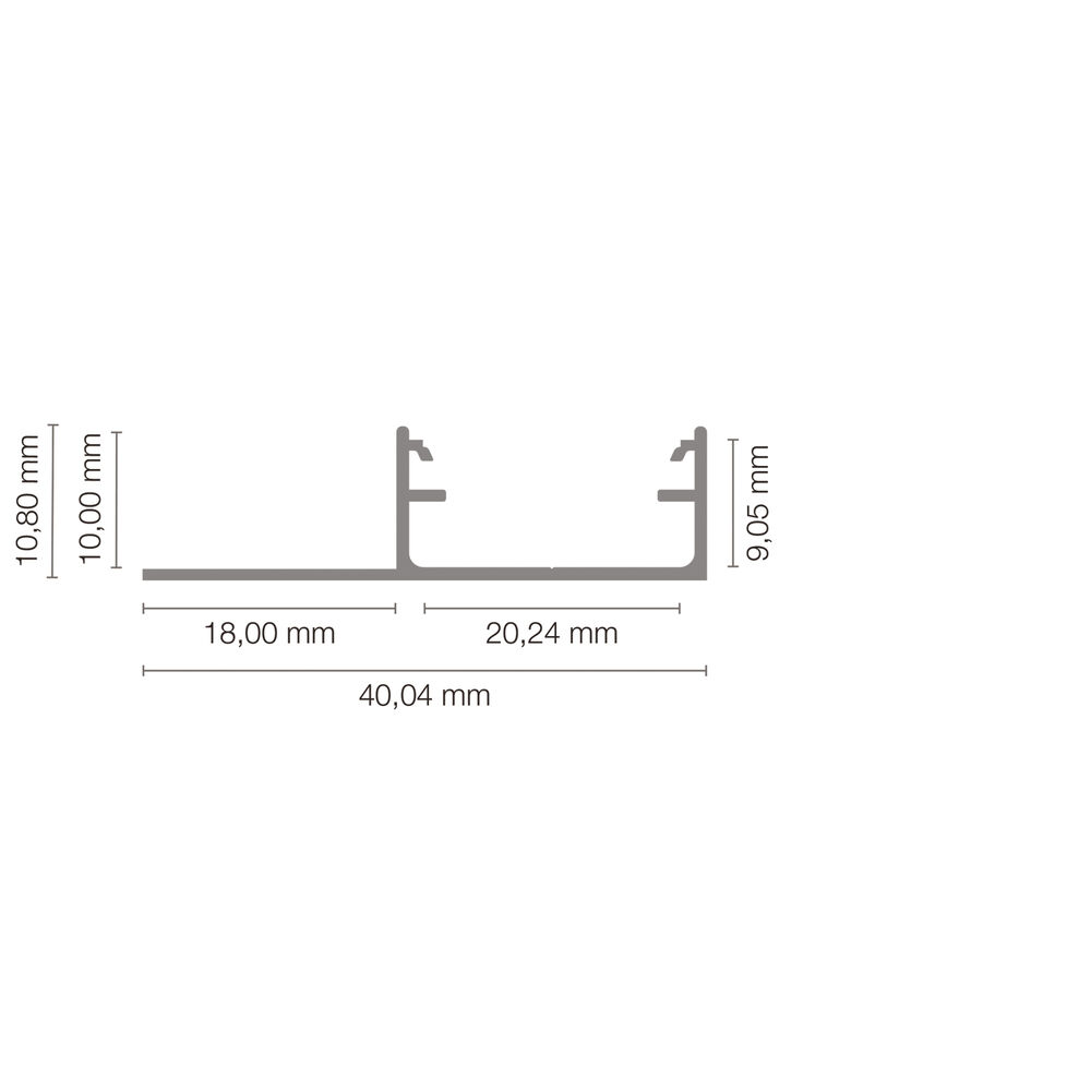 U-Profil aus Aluminium eloxiert, mit einem Flgel, fr Strips bis B 16 mm, B 22,04 + Kragen-B 18, H 10, L 2.000 Bild 3