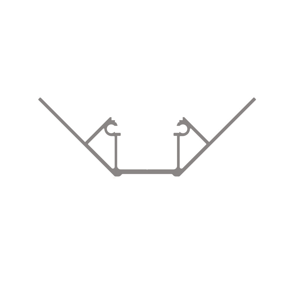 Eck-Profil aus Aluminium eloxiert, mit zwei Flgeln, fr Strips bis B 15 mm, B 18,15 + Kragen-B je 30,91, H 10,18, L 2.000