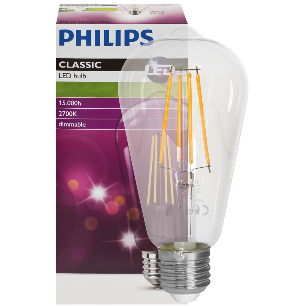 LED-Filament-Lampe, MASTER Value LEDbulb, Edison-Form, klar,  E27/7,2W, 806 lm