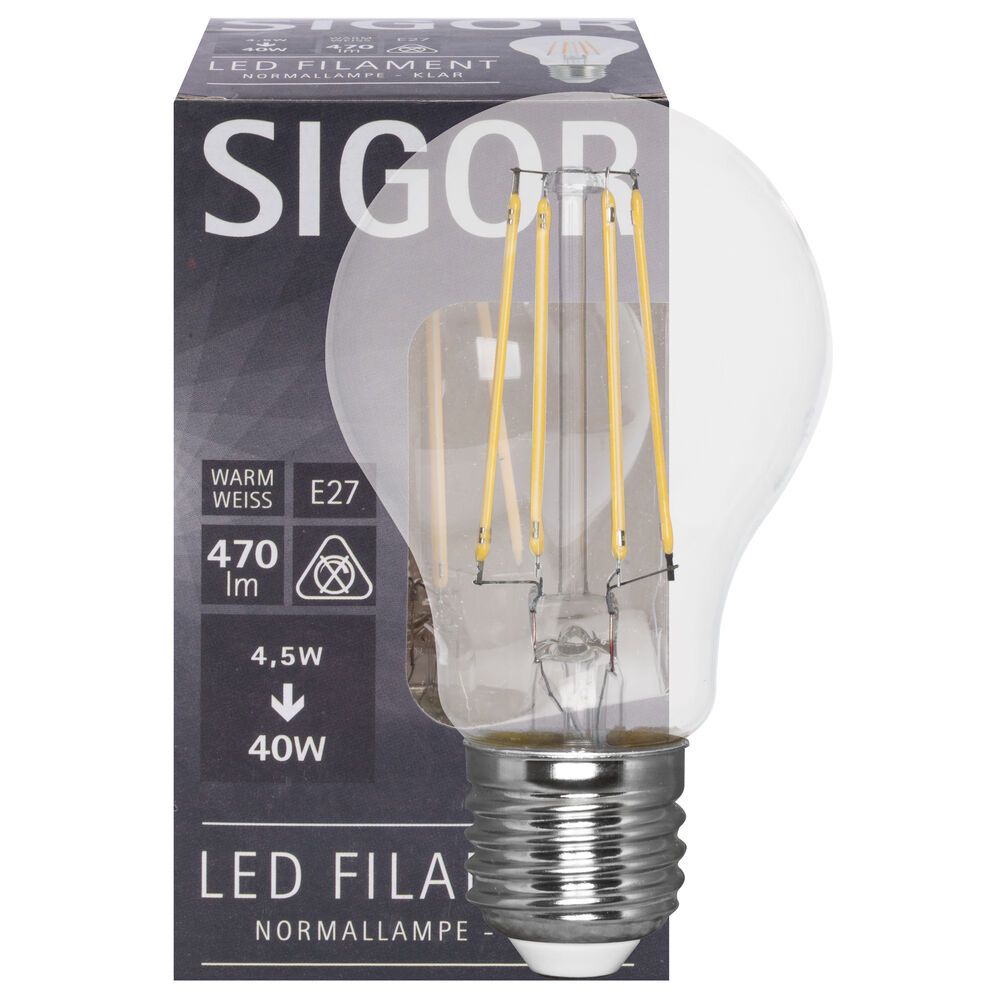 LED-Filament-Lampe, AGL-Form, klar, E27, 2700K