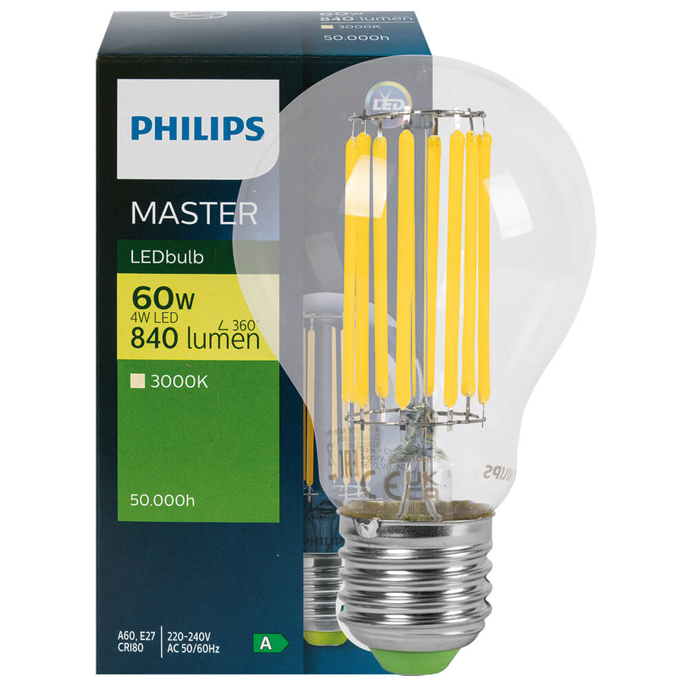LED-Filament-Lampe, MASTER LEDbulb, AGL-Form, klar, E27, 3000K