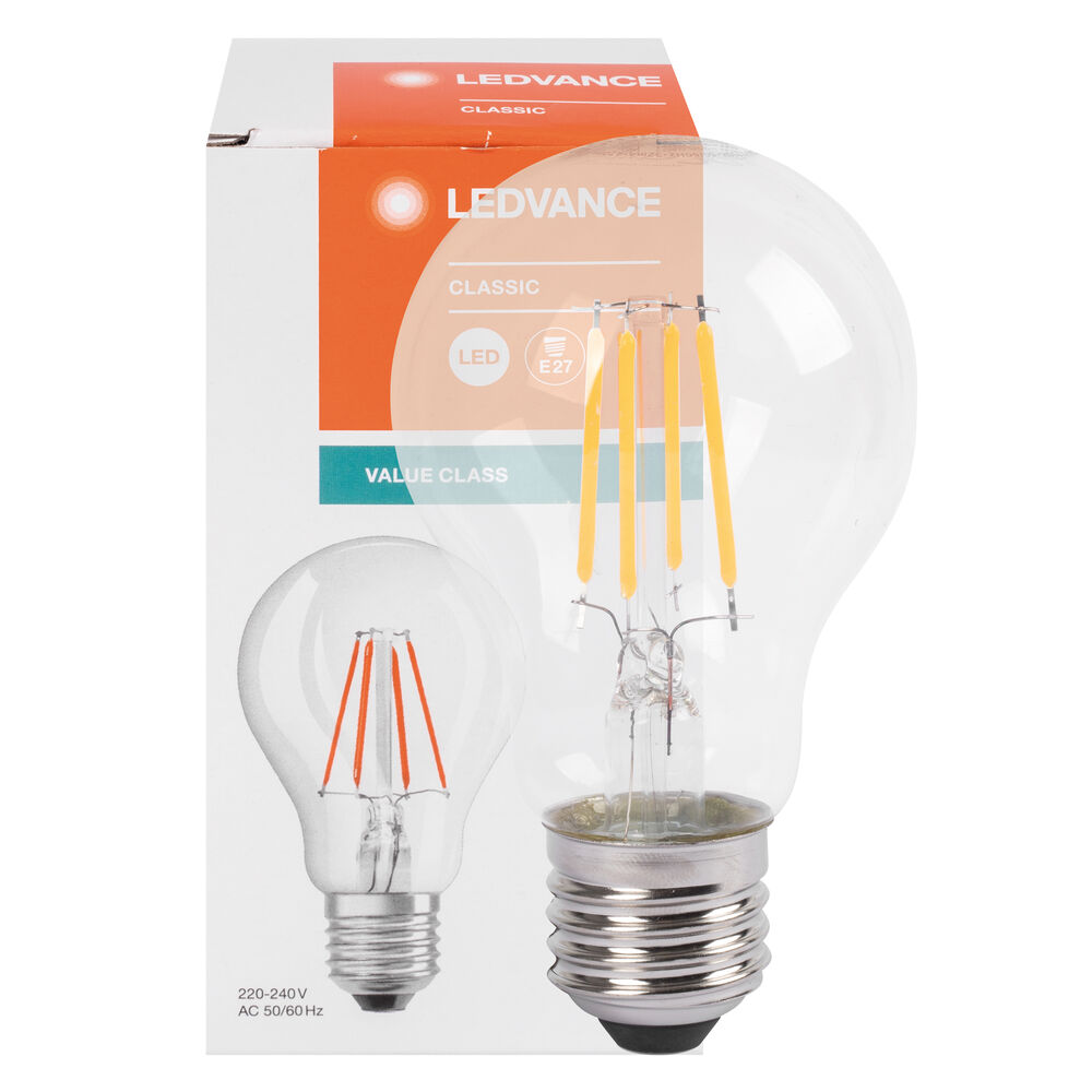 LED-Filament-Lampe, CLASSIC A VALUE, AGL-Form, klar, E27, 2700K