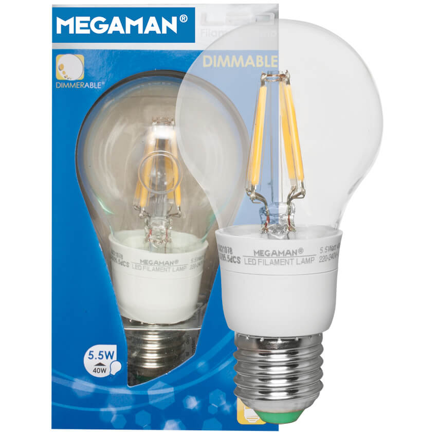 Filament-LED-Lampe,  AGL-Form, klar,  E27/230V/5,5W, 470 lm