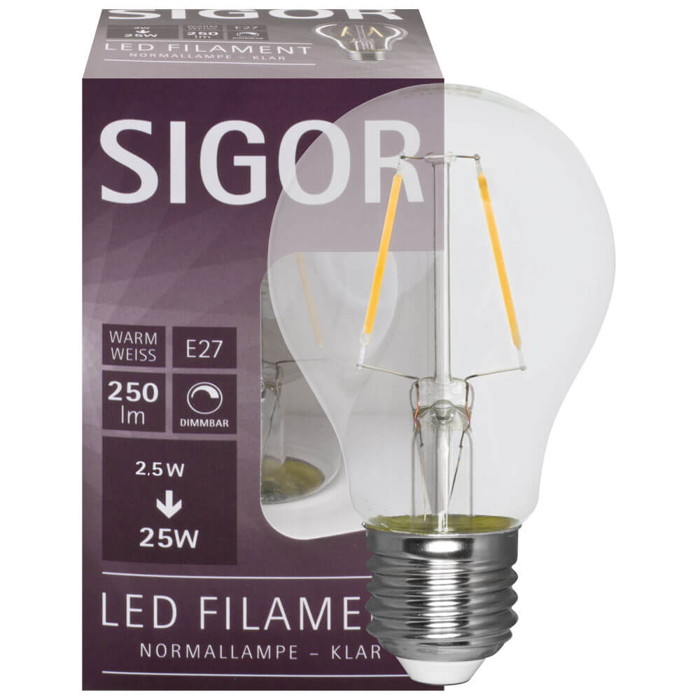 LED-Filament-Lampe,  AGL-Form, klar,  E27